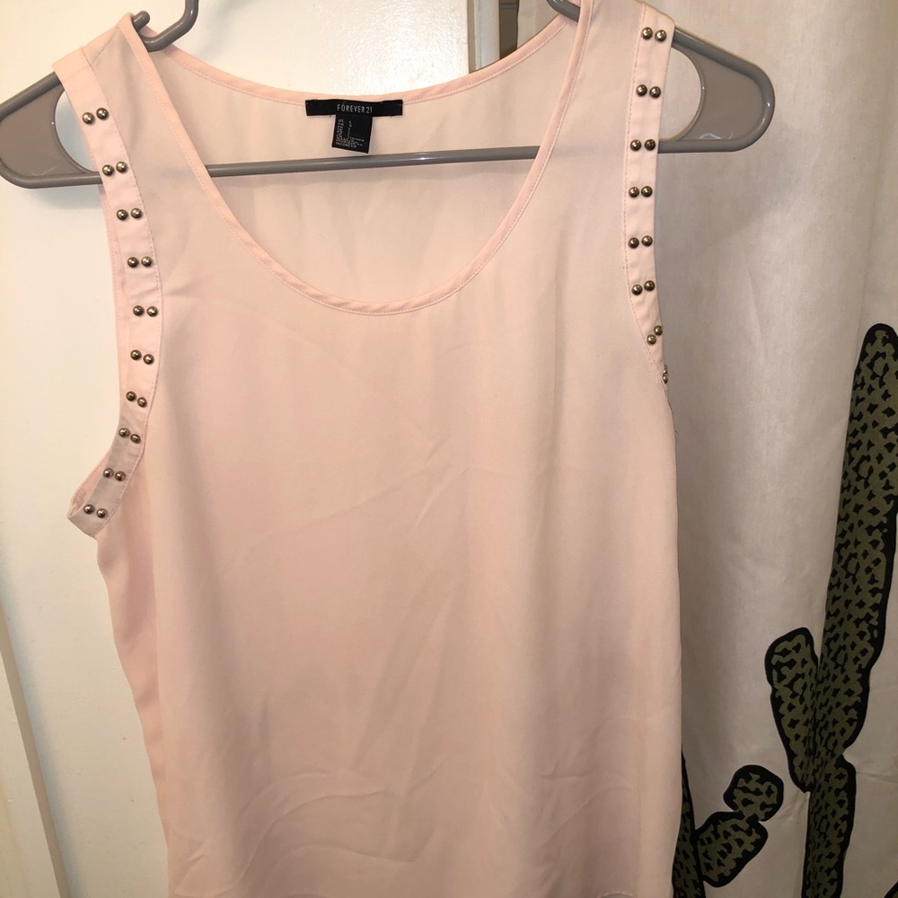 Pink studded tank top
